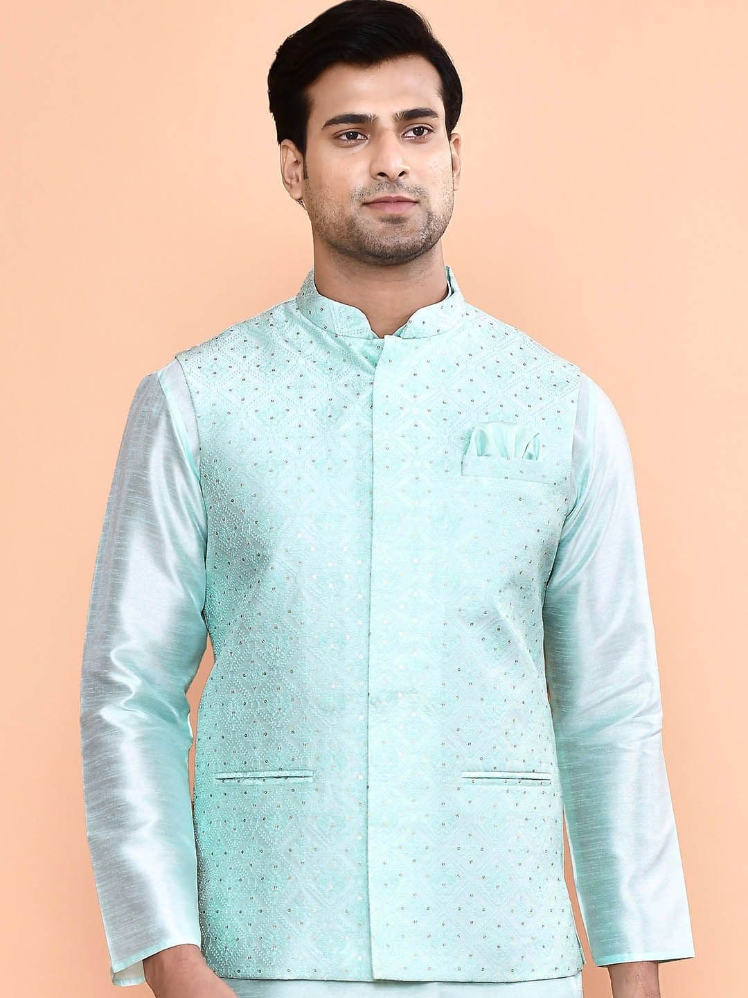 MAAHI FABS Embroidered Woven Nehru Jacket - view 1