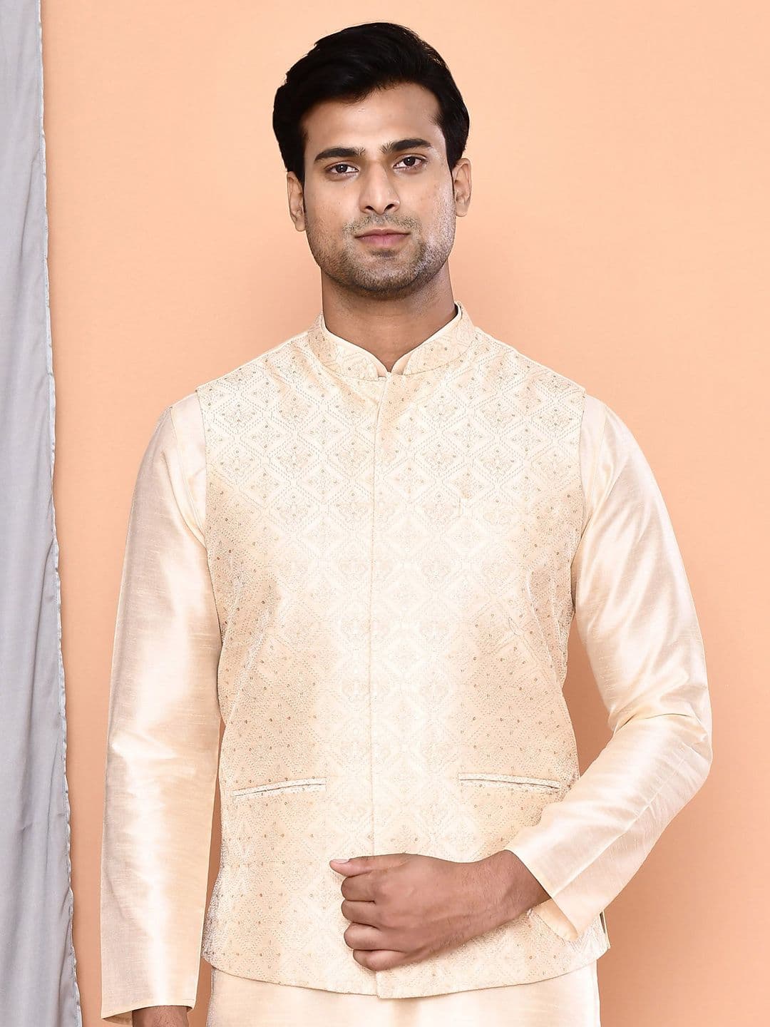 MAAHI FABS Embroidered Woven Nehru Jacket - view 1