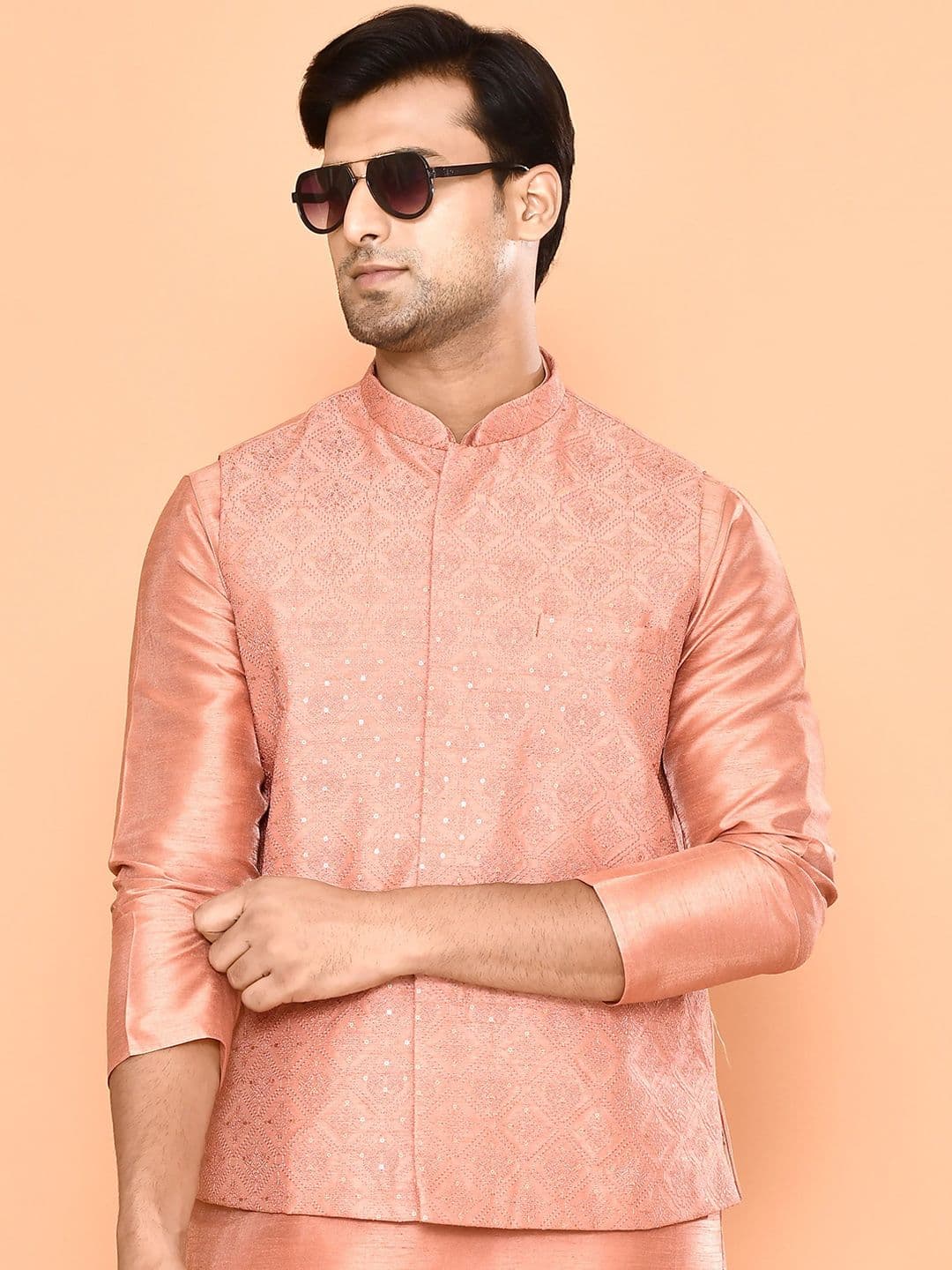 MAAHI FABS Embroidered Woven Nehru Jacket - view 1
