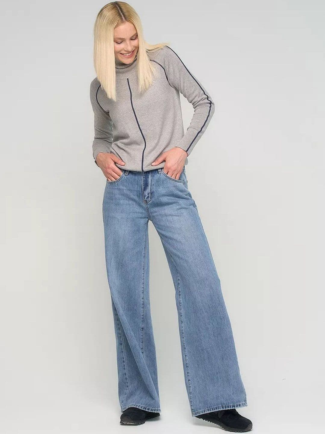 Aadvi Fashion Women Jean Wide Leg High-Rise Low Distress Light Fade Stretchable Jeans - view 1