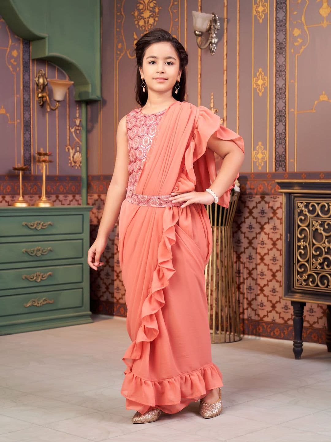 Aarika Girls Embellished Ready to Wear Lehenga & Blouse With Dupatta - view 1