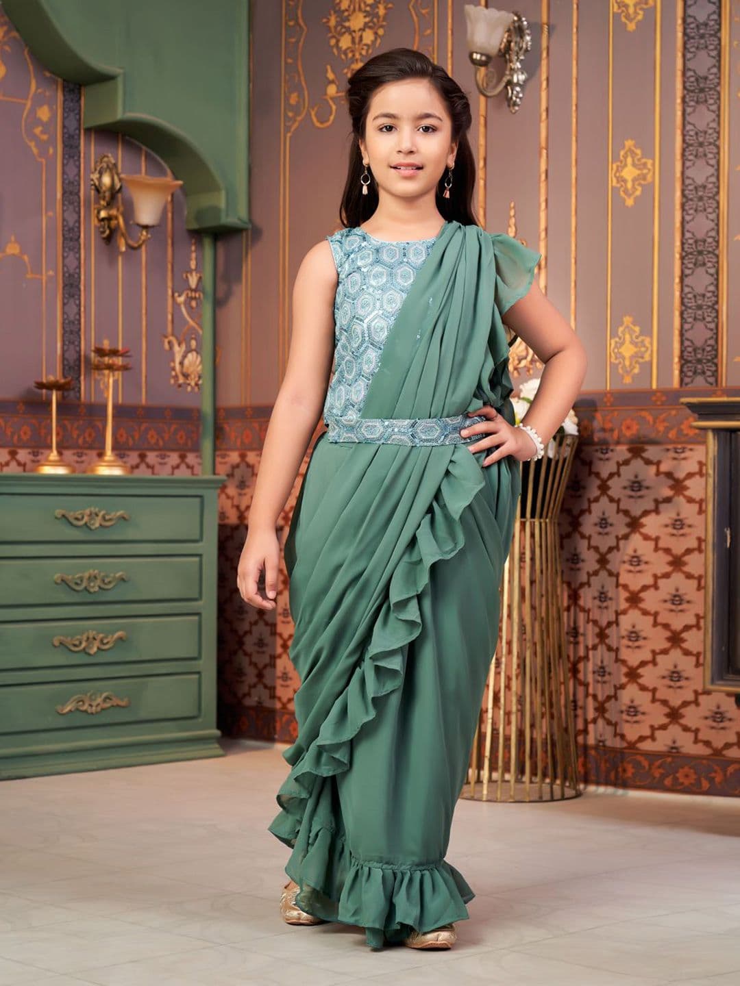 Aarika Girls Embellished Ready to Wear Lehenga & Blouse With Dupatta - view 1