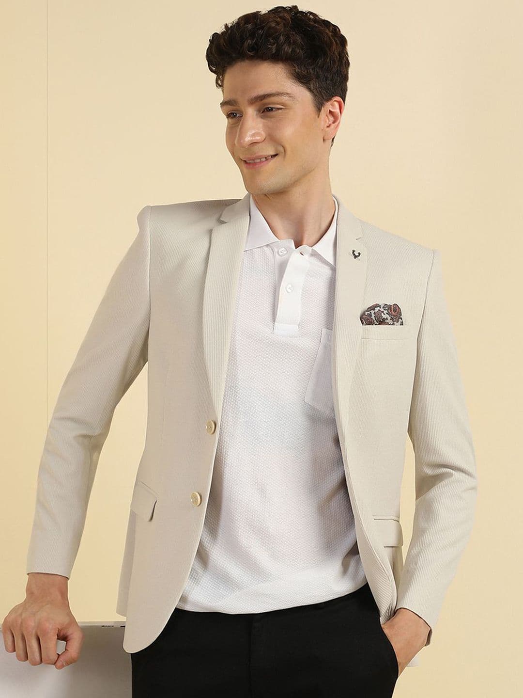 Allen Solly Slim-Fit Textured Single Breasted Blazer - view 1