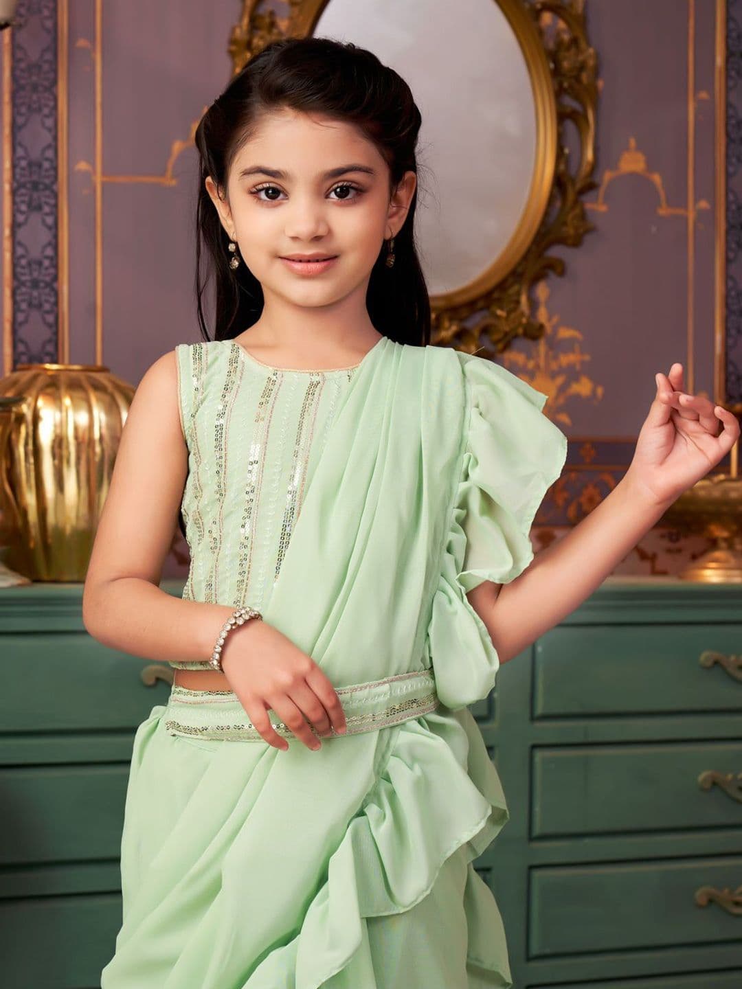Aarika Girls Embellished Ready to Wear Lehenga & Blouse With Dupatta - view 1