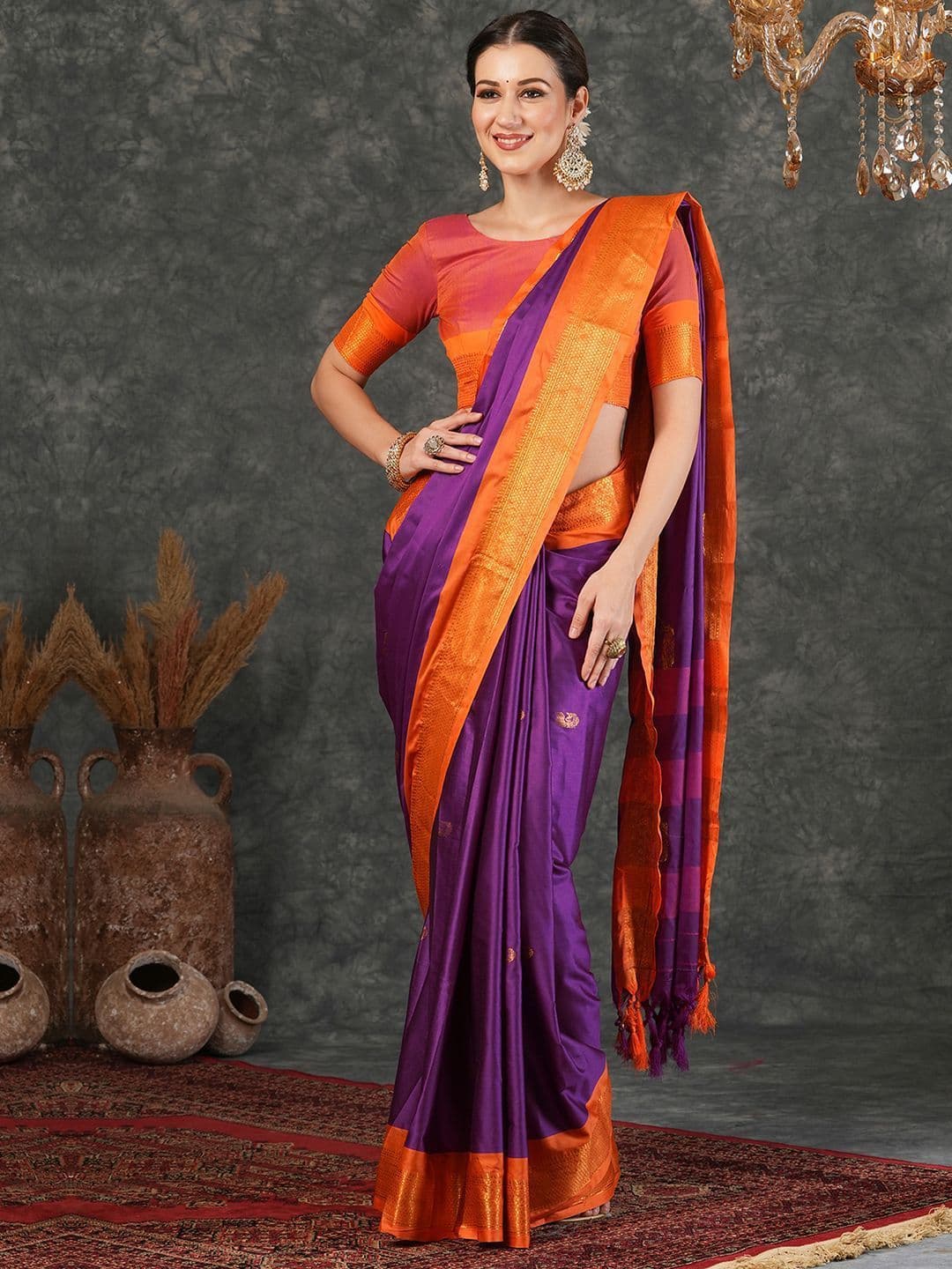 DIVASTRI Woven Design Zari Silk Blend Banarasi Saree - view 1