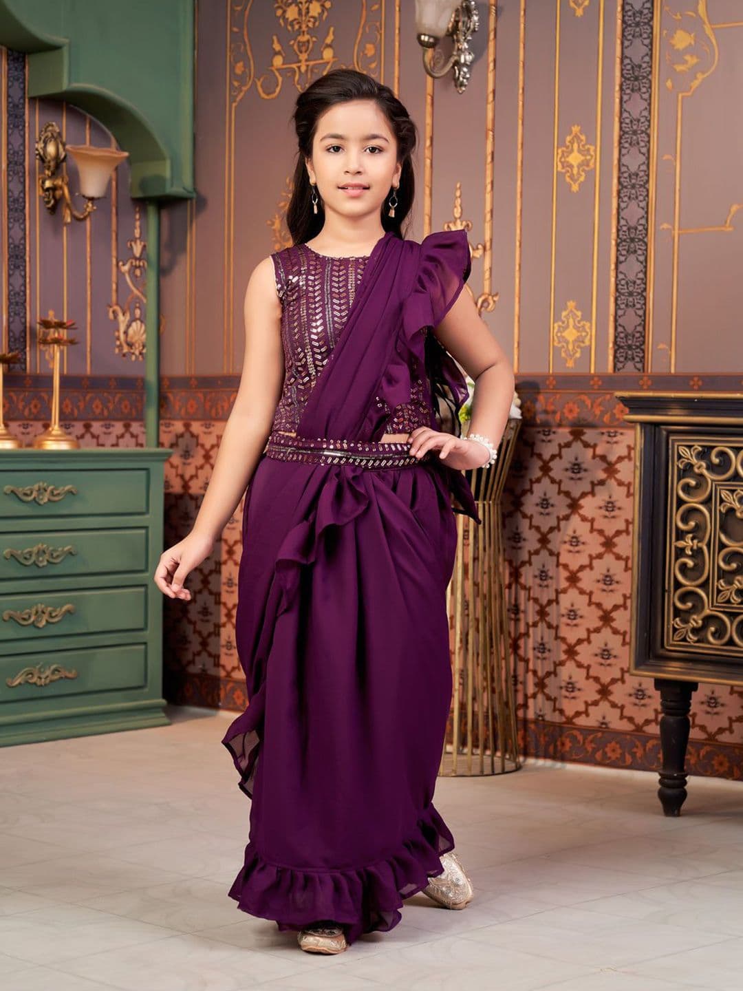 Aarika Girls Embellished Ready to Wear Lehenga & Blouse With Dupatta - view 1