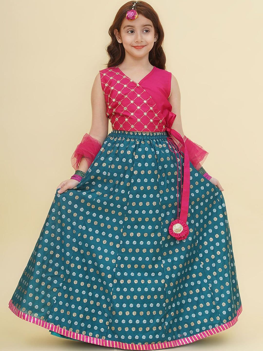 Bitiya by Bhama Girls Embroidered Mirror Work Ready to Wear Lehenga & Blouse With Dupatta - view 1