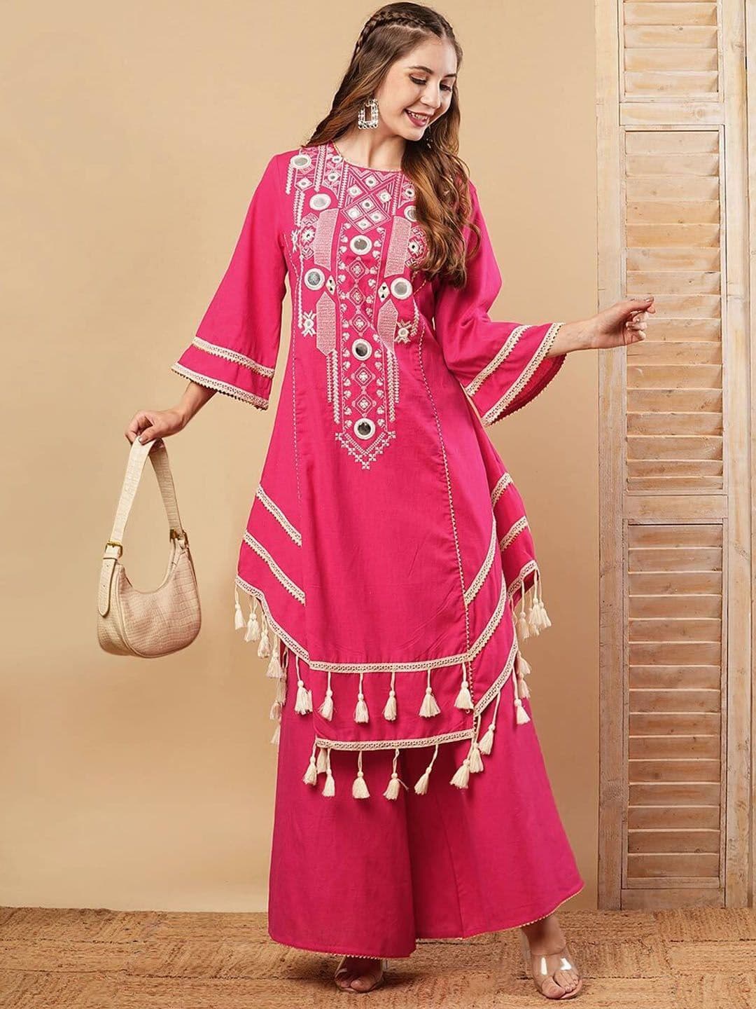 Moda Rapido Women Floral Embroidered Regular Thread Work Top with Trousers - view 1