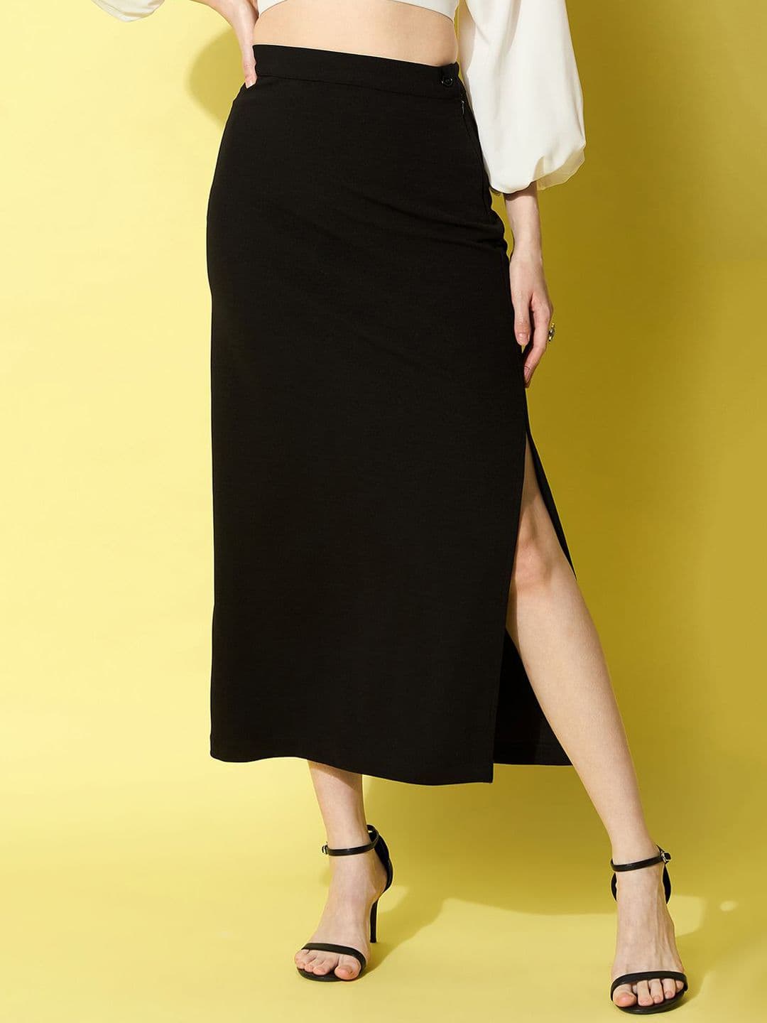 Chemistry Denim Side Slit Maxi Skirt - view 1