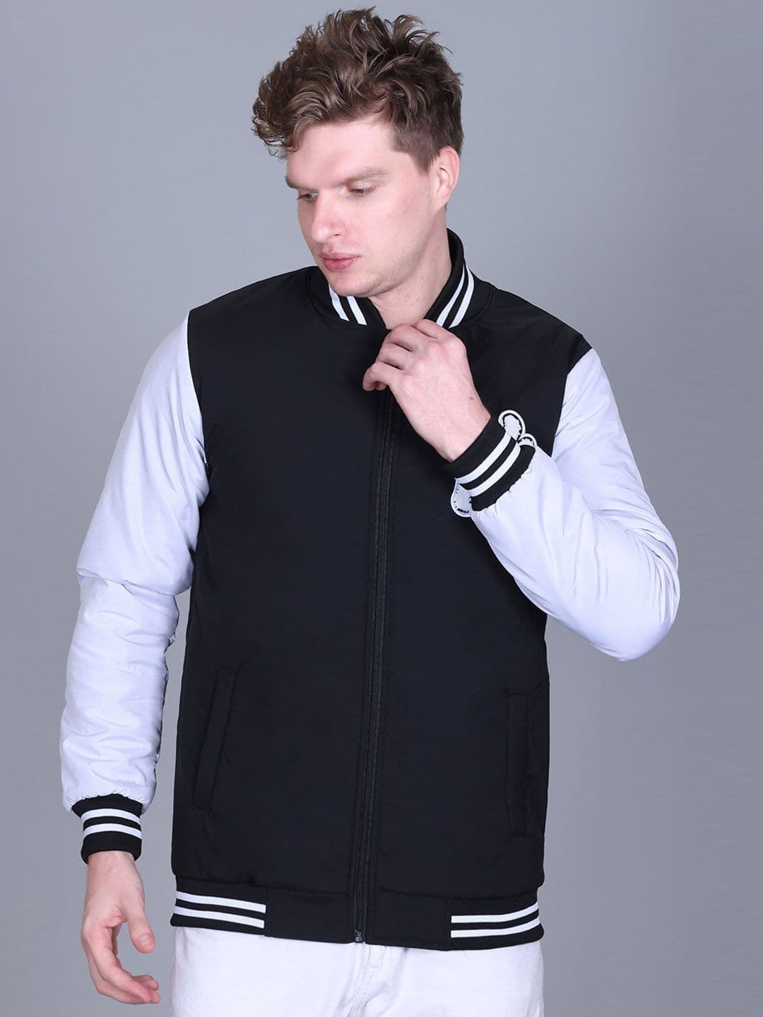 SANHOK Men Colourblocked Polyester Lightweight Sporty Jacket with Patchwork - view 1