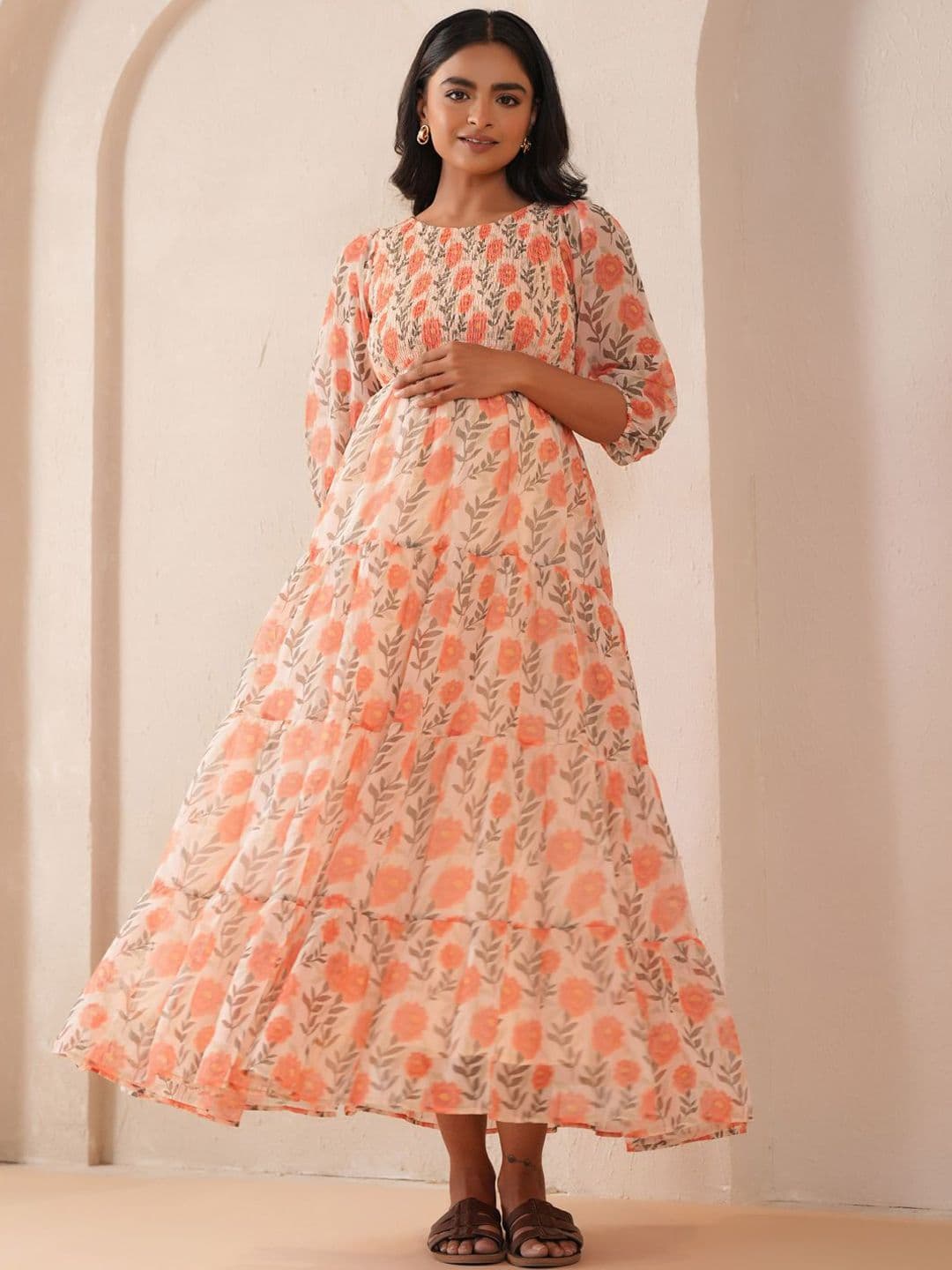 anayna Floral Printed Fit & Flared Maternity Ethnic Dresses - view 1