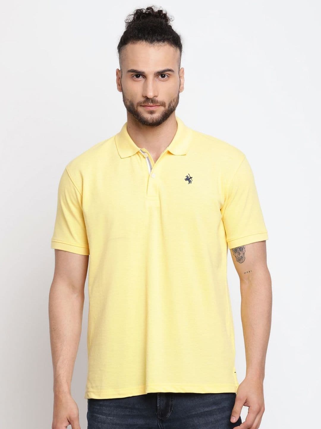 Cantabil Men Solid Polo Collar Cotton T-shirt - view 1