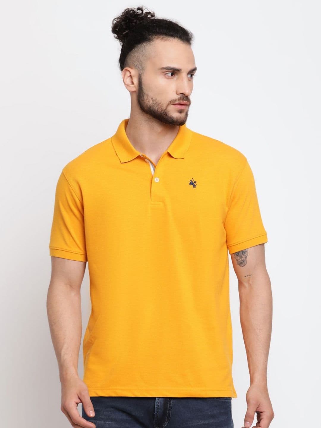 Cantabil Men Solid Polo Collar Cotton T-shirt - view 1