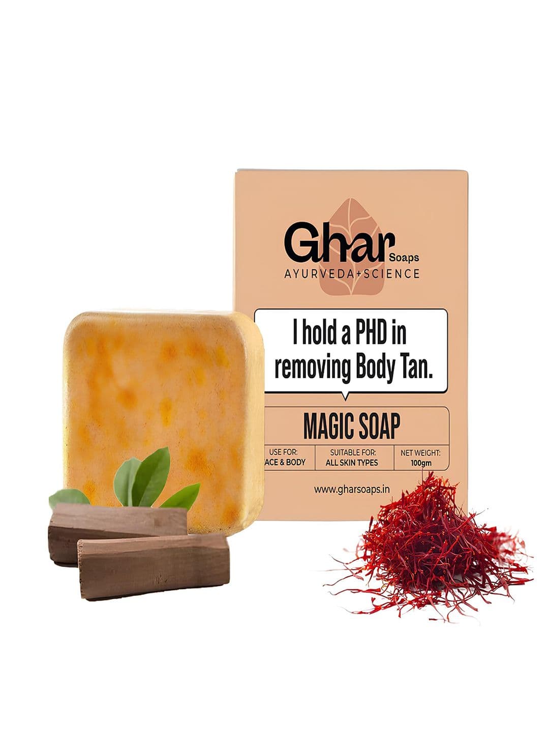 GHAR SOAPS Magic Soap DeTan And Brightening Soap With Saffron - 100 g - view 1