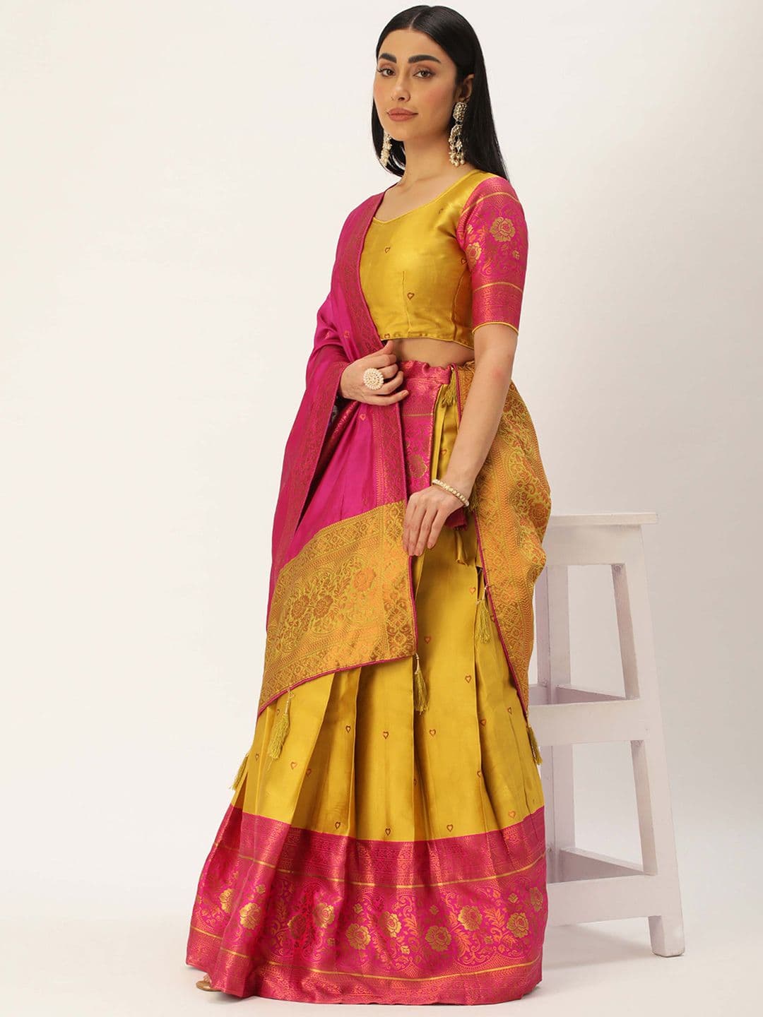 DIVASTRI Semi-Stitched Lehenga & Unstitched Blouse With Dupatta - view 1
