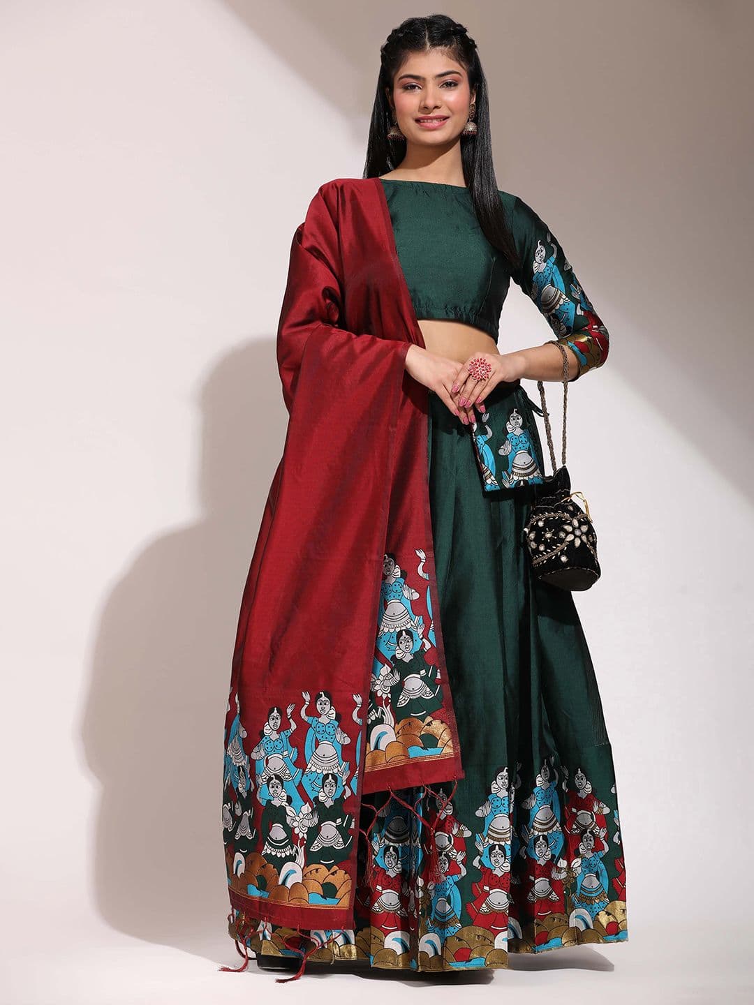 DIVASTRI Semi-Stitched Lehenga & Unstitched Blouse With Dupatta - view 1