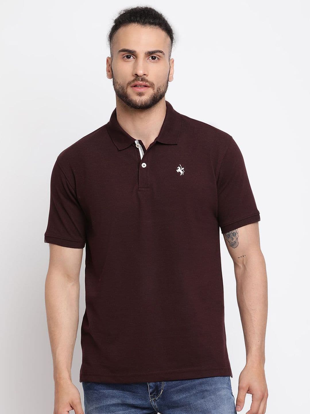 Cantabil Men Solid Polo Collar Cotton T-shirt - view 1