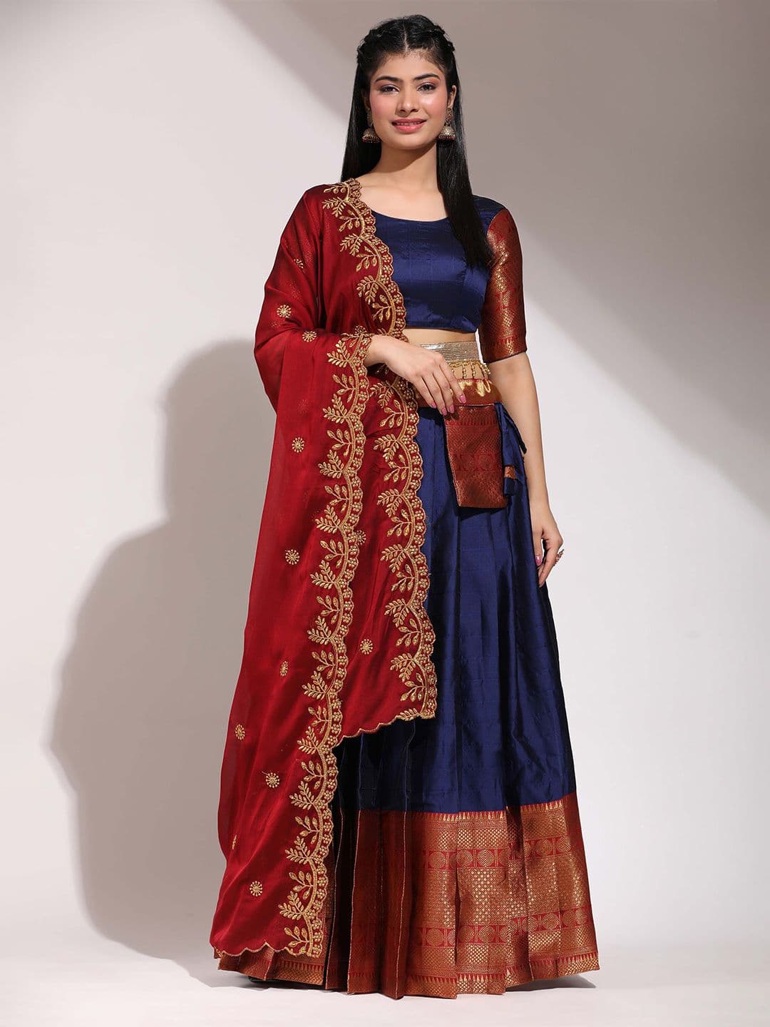Fabcartz Semi-Stitched Lehenga & Unstitched Blouse With Dupatta - view 1