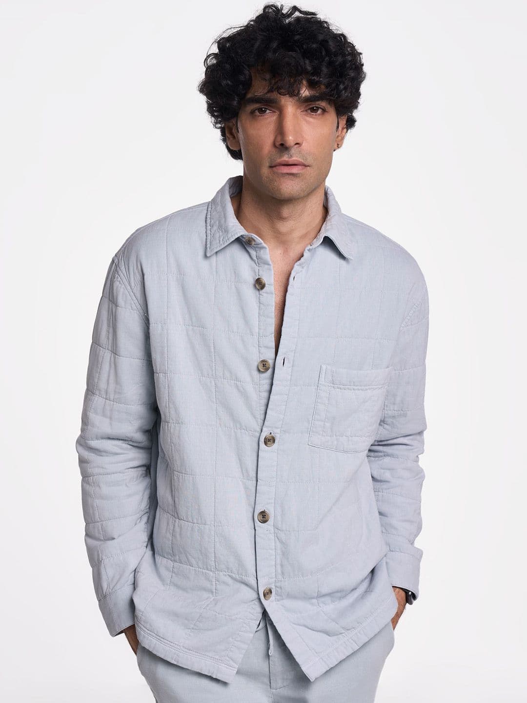 Terra Luna Men Spread Collar Solid Cotton Casual Tailored Jacket - view 1