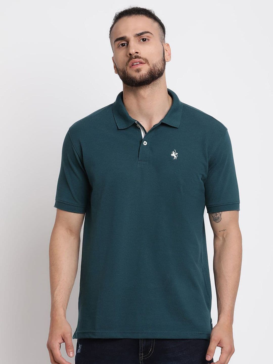 Cantabil Men Solid Polo Collar Cotton T-shirt - view 1