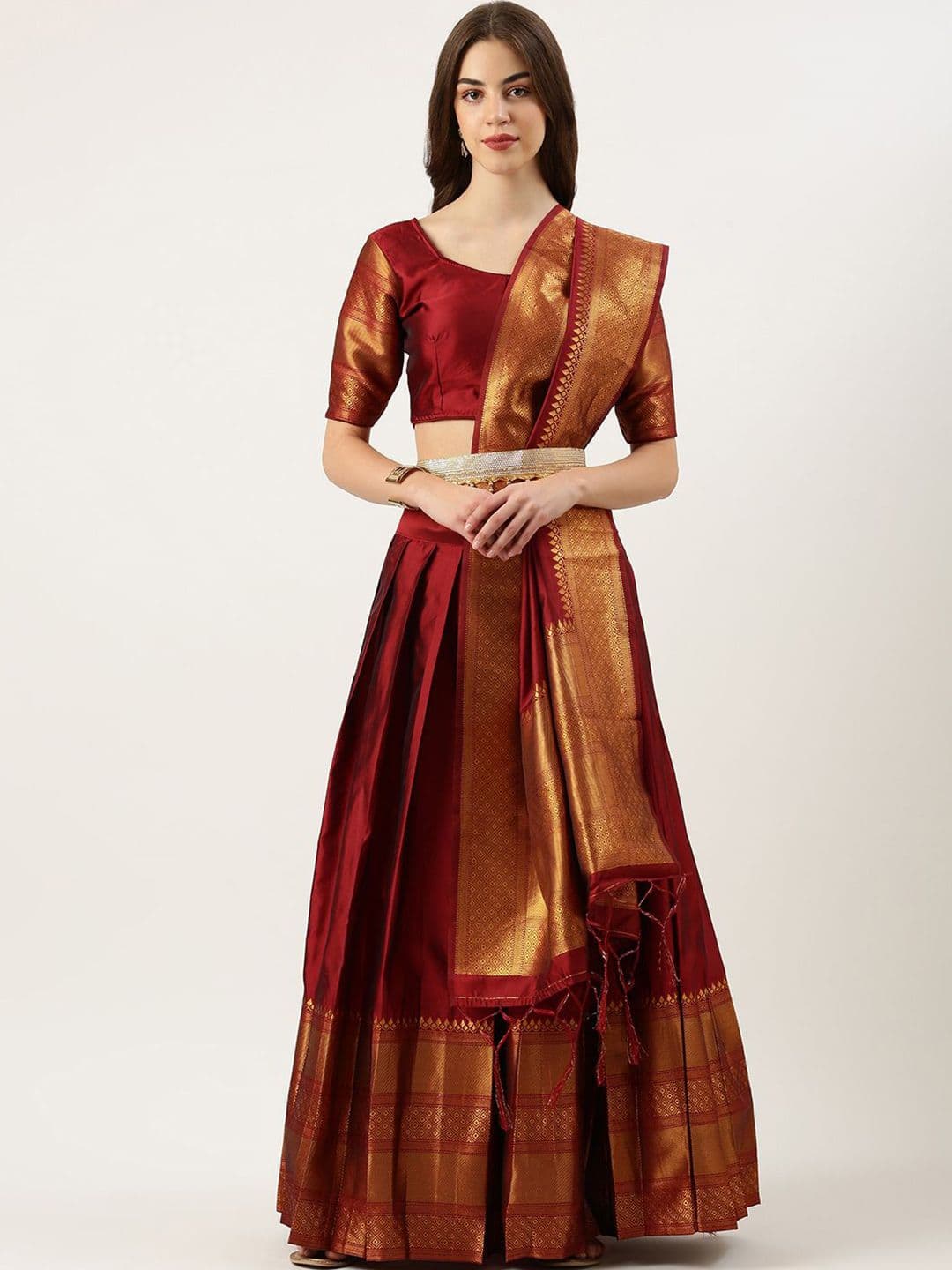 DIVASTRI Semi-Stitched Lehenga & Unstitched Blouse With Dupatta - view 1