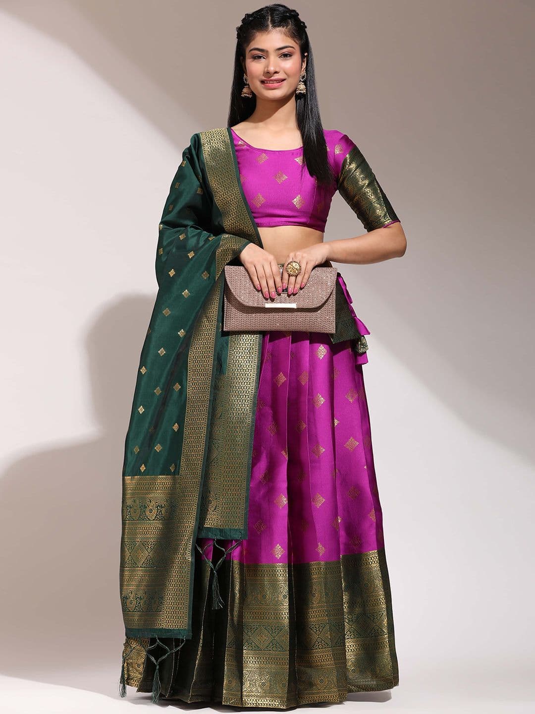 DIVASTRI Semi-Stitched Lehenga & Unstitched Blouse With Dupatta - view 1