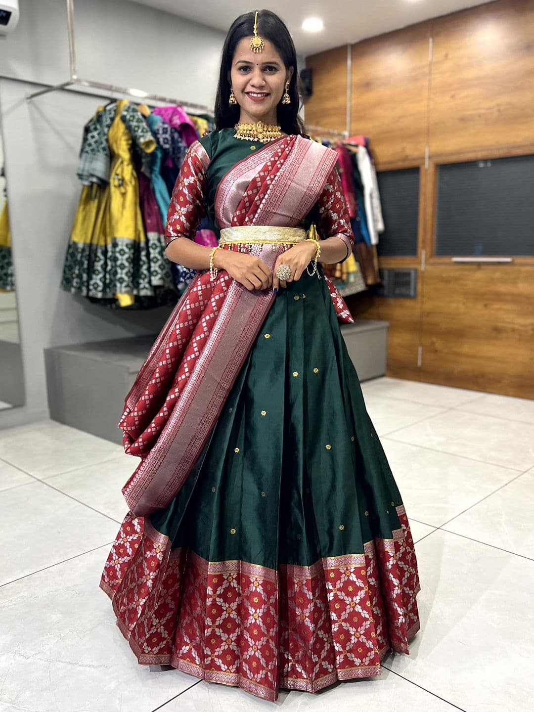 DIVASTRI Zari Semi-Stitched Lehenga & Unstitched Blouse With Dupatta - view 1