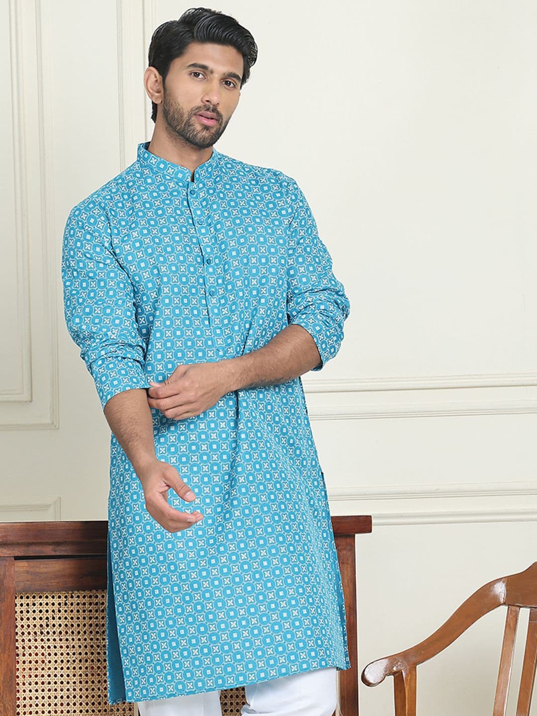 Jompers Men Geometric Printed Kurta - view 1
