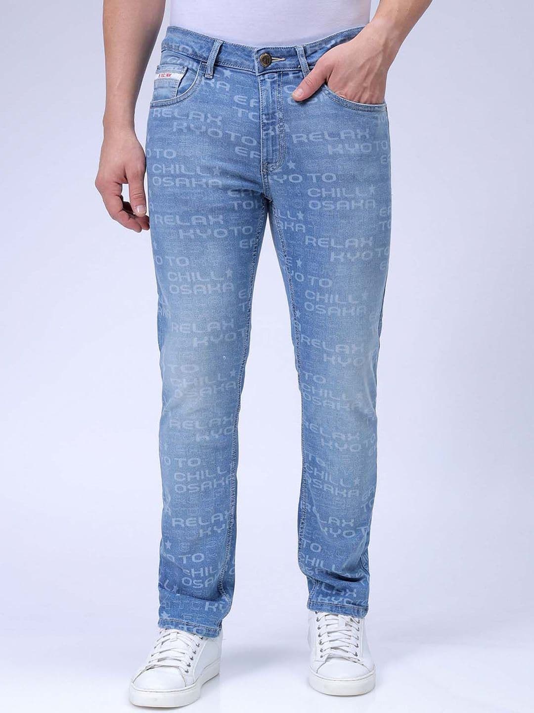 The Indian Garage Co Men Printed Slim Straight Fit Stretchable Jeans - view 1