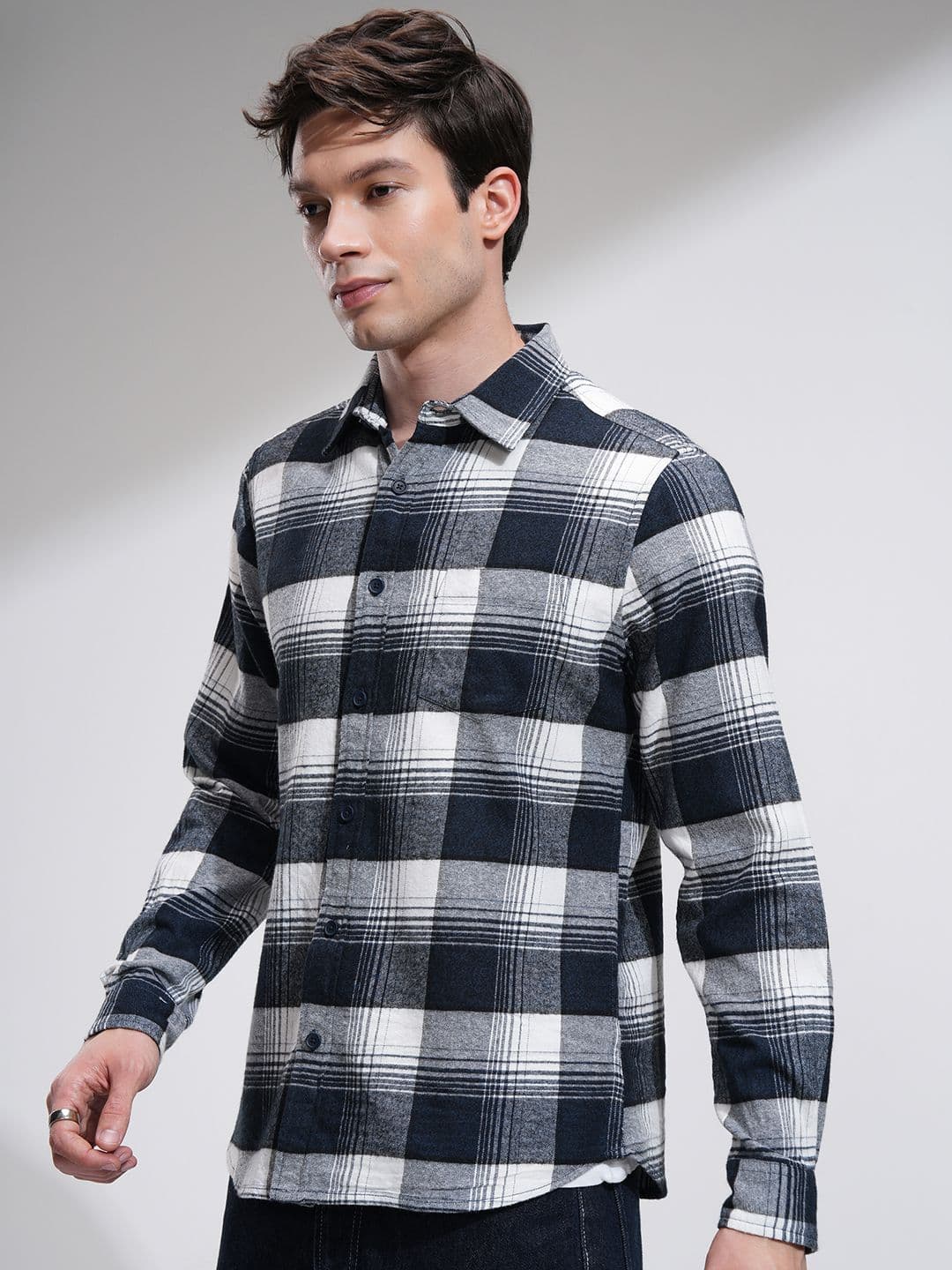 HIGHLANDER Men Grindle Flannel Textured Checked Casual Shirt - view 1