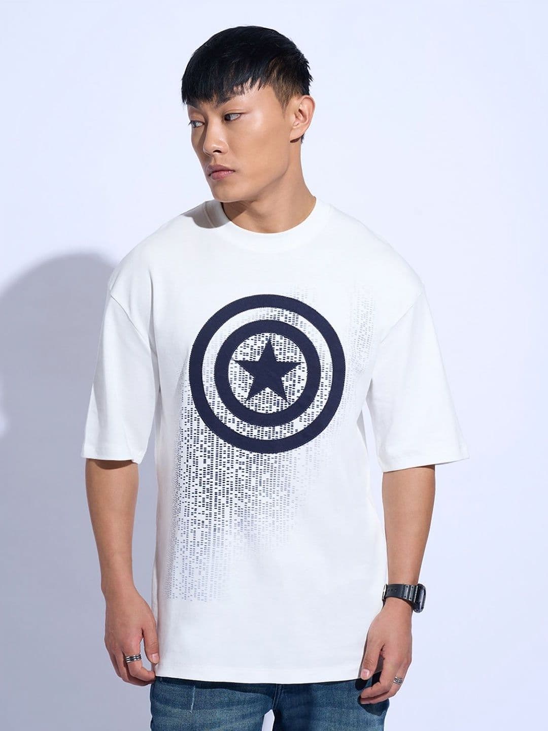 SF JEANS by Pantaloons Men Captain Marvel Graphic Printed Cotton Oversized T-shirt - view 1