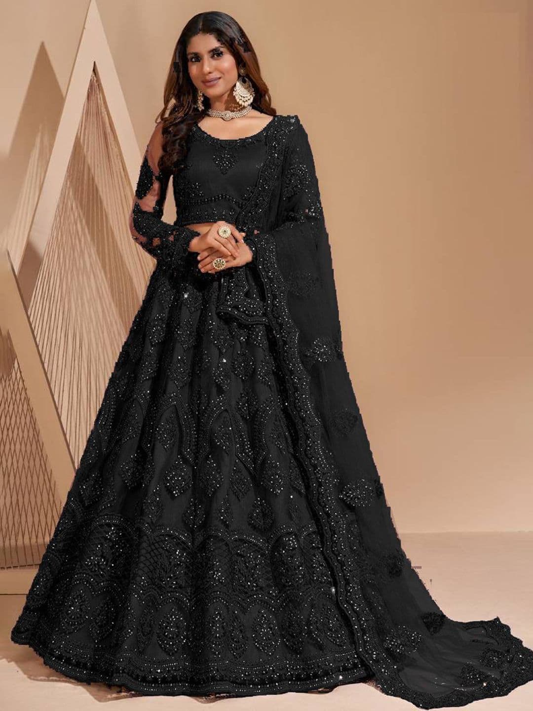 ZAALIMA FASHION Floral Embroidered Thread Work Semi-Stitched Lehenga & Blouse With Dupatta - view 1