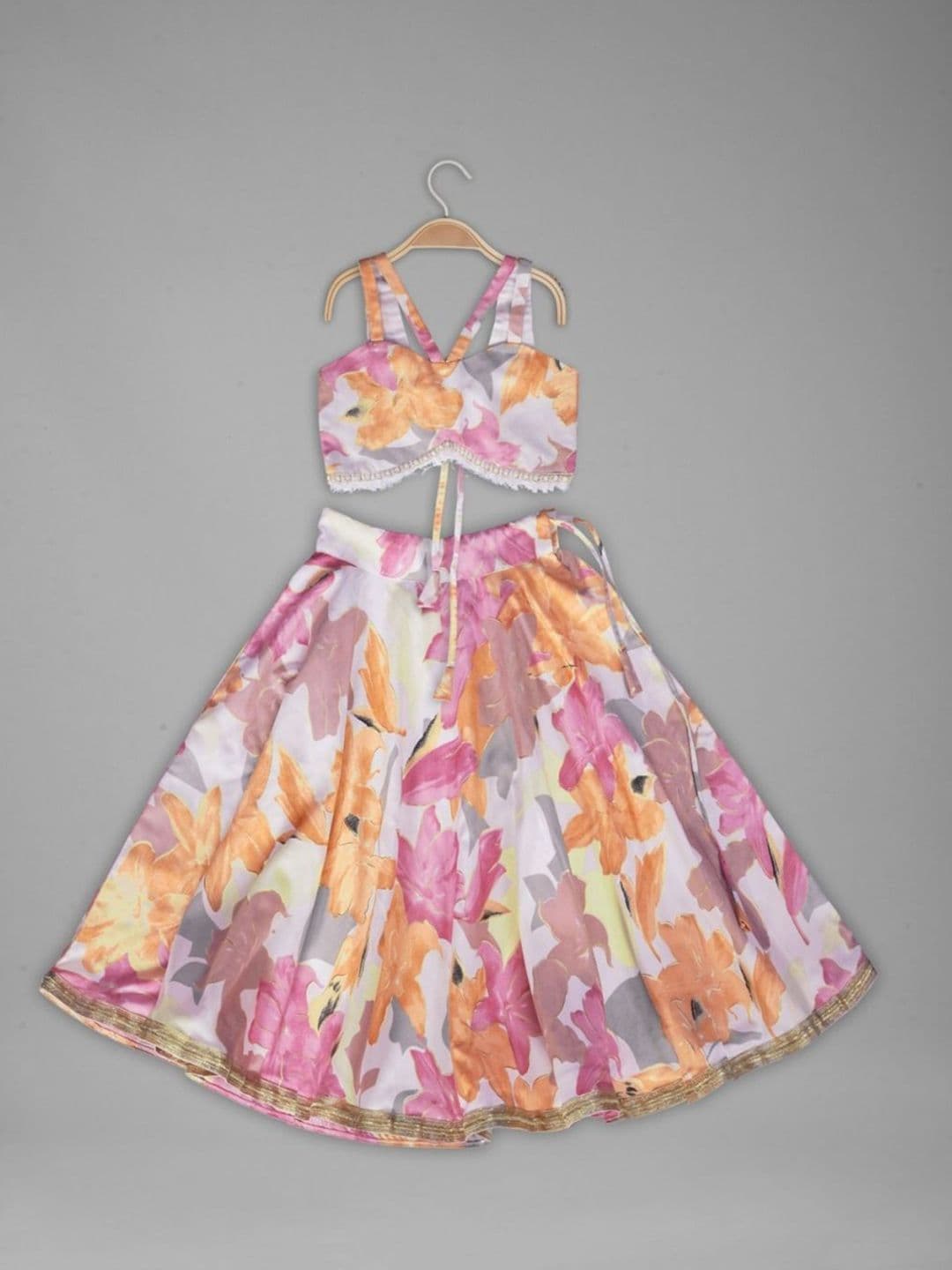 Anneca Girls Foil Floral Printed Ready to Wear Lehenga & Choli - view 1