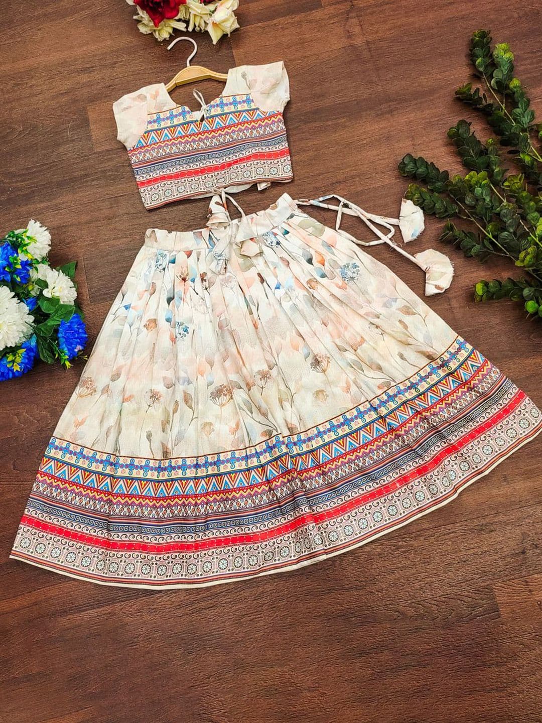 BAESD Girls Floral Printed Notch Neck Ready to Wear Lehenga With Blouse - view 1