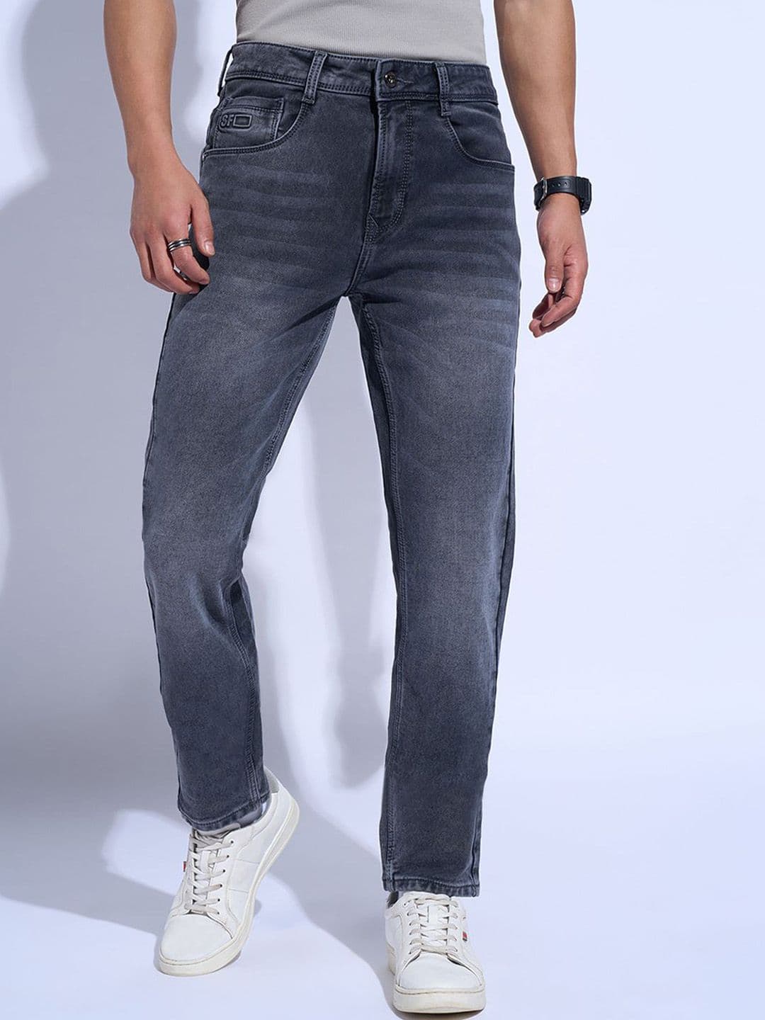 SF JEANS by Pantaloons Men Slim Fit Mid-Rise Heavy Fade Cotton Jeans - view 1