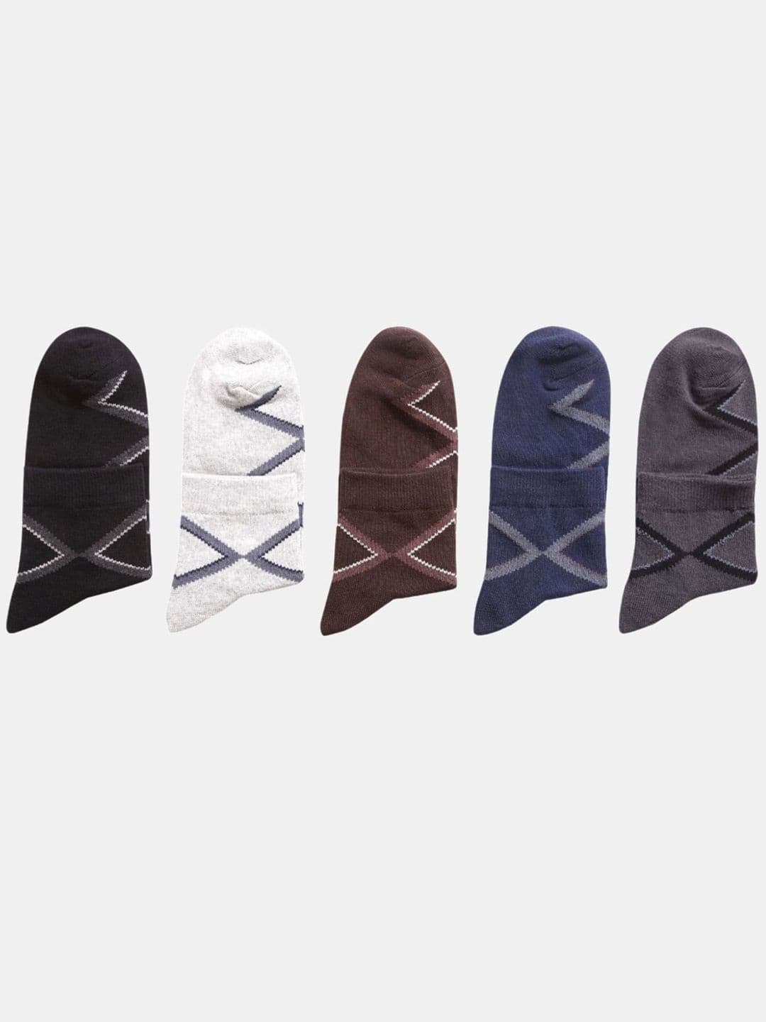 N2S NEXT2SKIN Men Pack Of 5 Patterned Cotton Ankle-Length Socks
