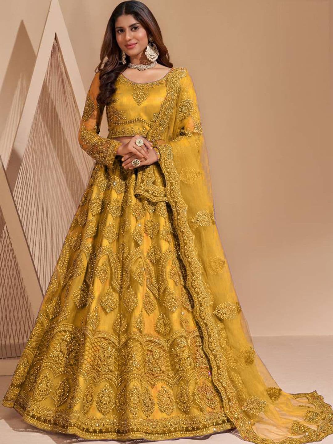 ZAALIMA FASHION Floral Embroidered Thread Work Semi-Stitched Lehenga & Blouse With Dupatta - view 1