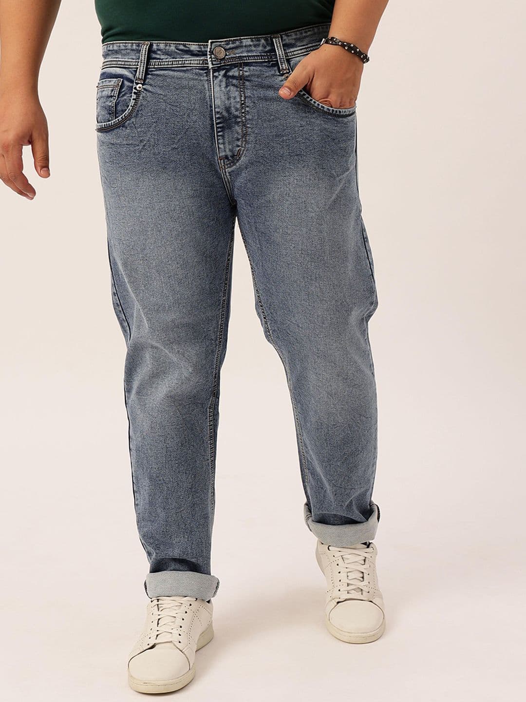 Toodle Plus Toodle Men Plus Size Regular Fit Mid Rise Clean Look Light Fade Stretchable Jeans - view 1