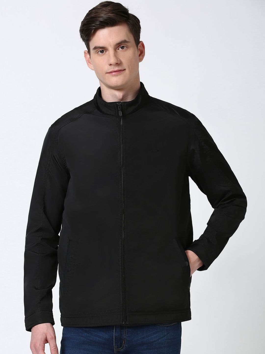 Peter England Casuals Men Mock Collar Solid Casual Bomber Jacket - view 1