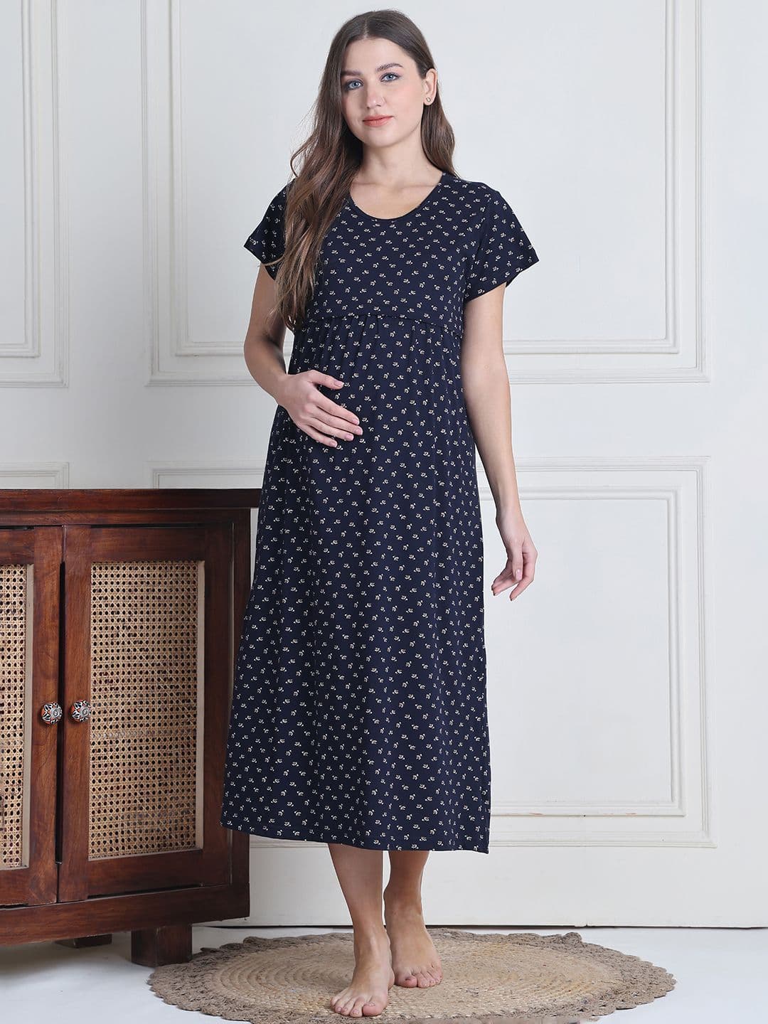 Secret Wish Women Pure Cotton Maternity Nightdress - view 1