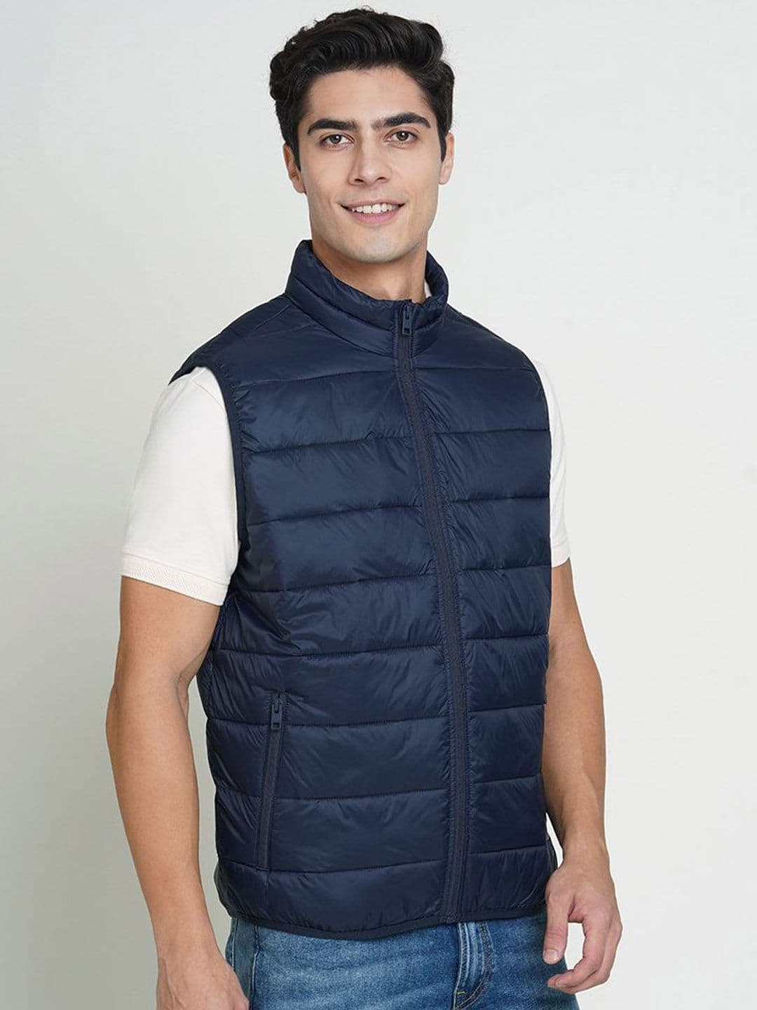 Jack & Jones Men Mock Collar Solid Casual Puffer Jacket - view 1
