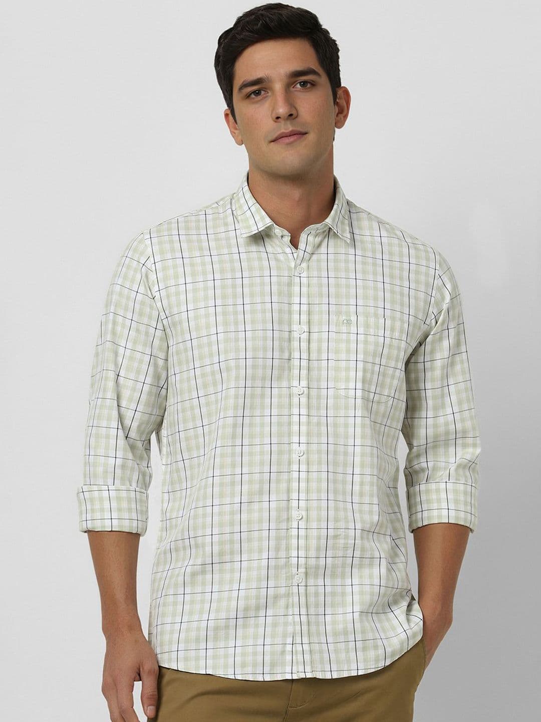 Peter England Casuals Men Spread Collar Checked Cotton Casual Shirt - view 1