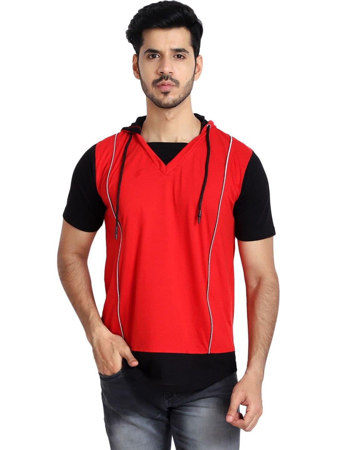 Black Collection Men Solid Hood Cotton Slim Fit T-shirt - view 1