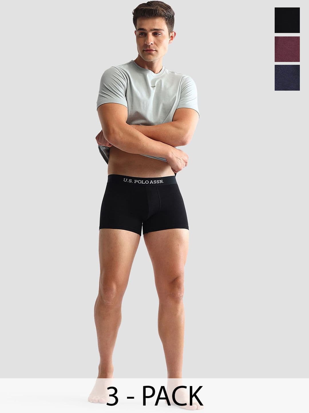U.S. Polo Assn. Men Pack Of 3 Anti-Microbial Underwear Trunks - OET13-ZNM-P3 - view 1