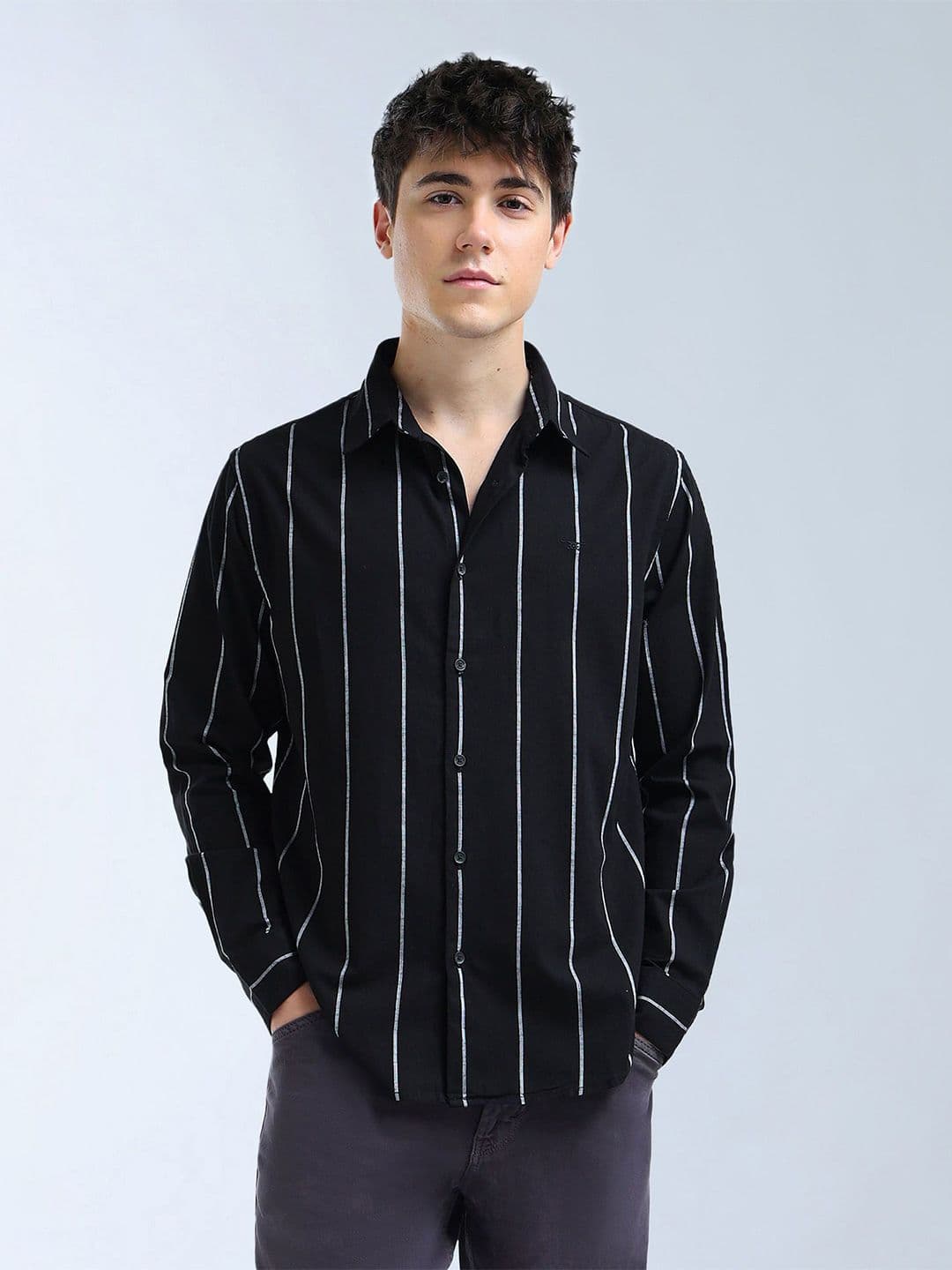 Flying Machine Regular Fit Vertical Striped Shirt - view 1