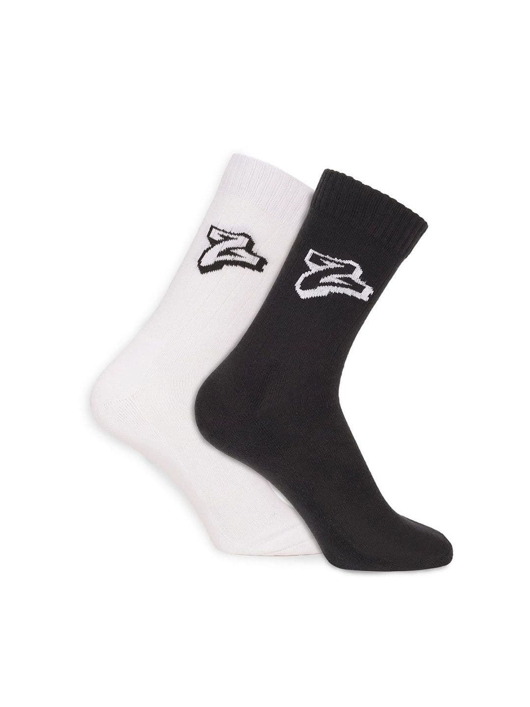 MuscleBlaze Unisex Pack Of 2 Z Crew Socks (Black & White) - view 1