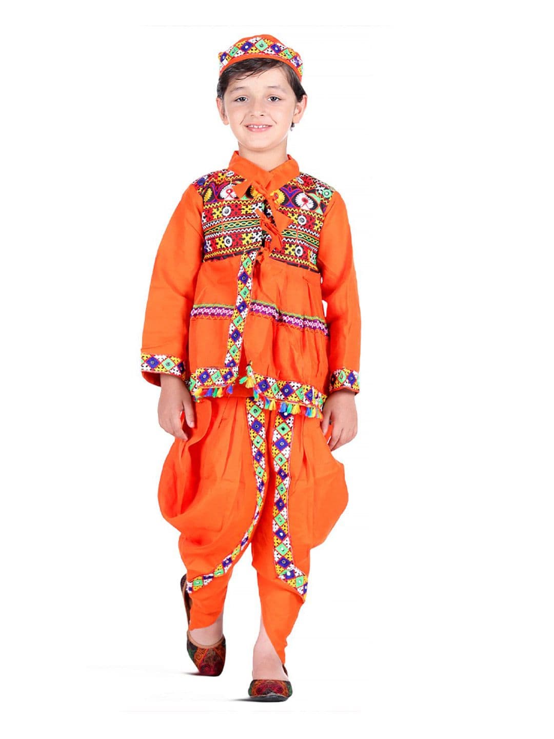 itsmycostume Boys Gujrati kedia Pure Cotton Costume Set Kurta With Dhoti Pant & Cap - view 1
