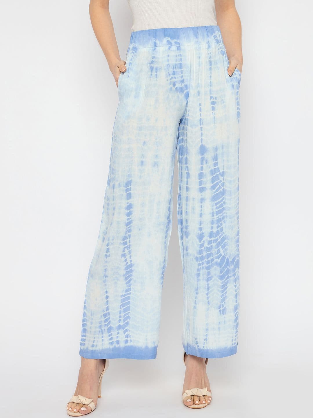 Novio Women Tie and Dye Printed Cotton Flared Palazzos - view 1