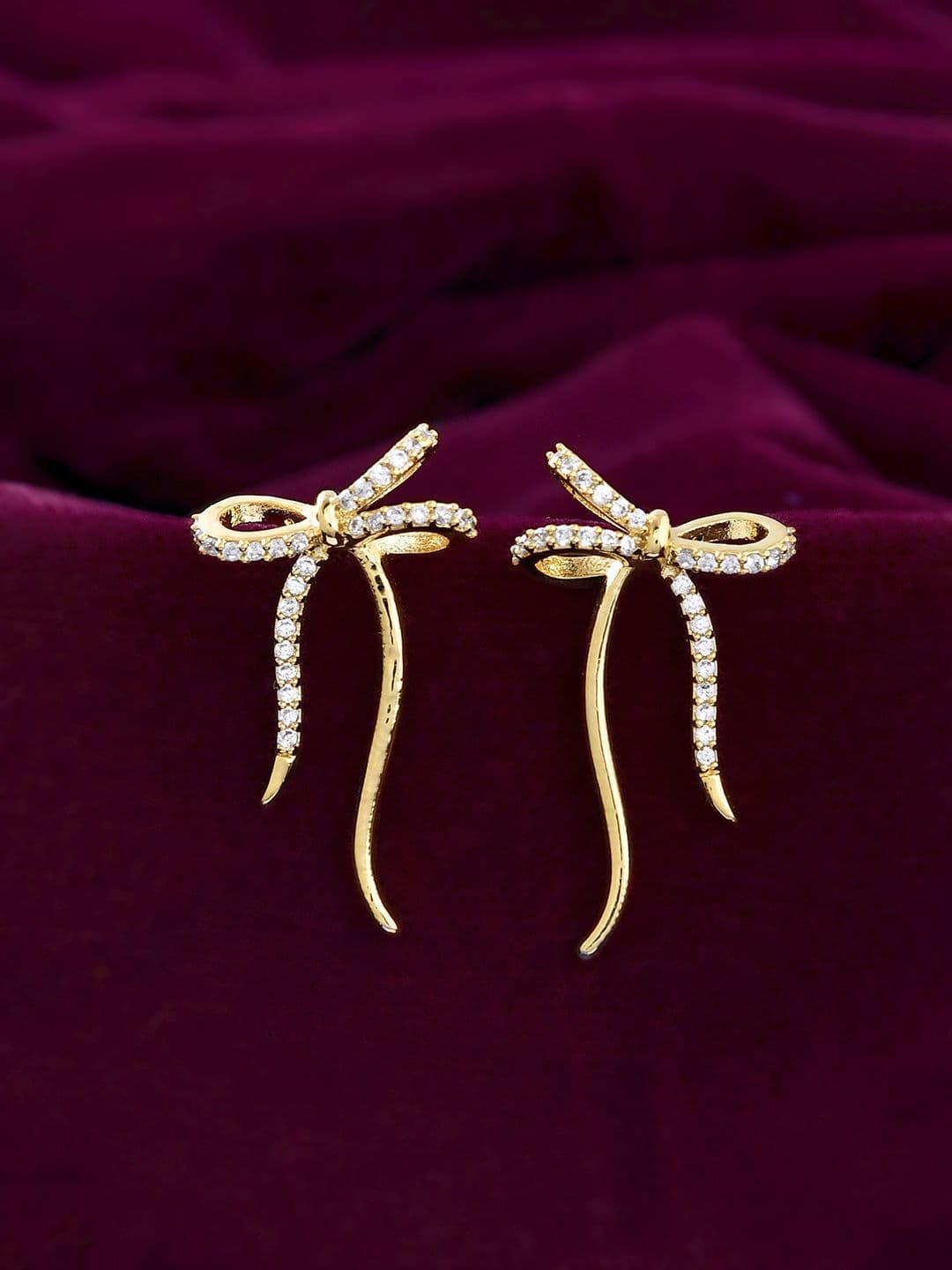 Voylla Trendy Cupidi?1/2S Ribbons Bow Stud Earrings - view 1
