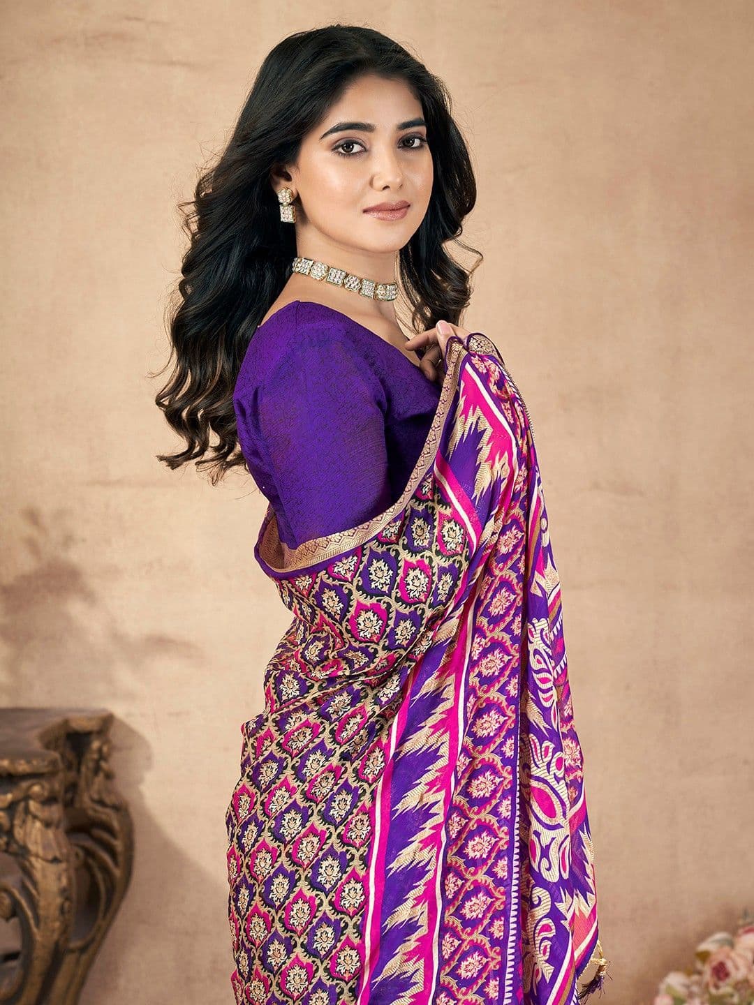 all about you Floral Printed Pure Chiffon Saree - view 1